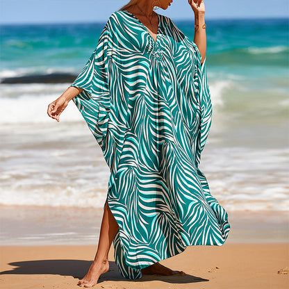 Traje de baño de verano para mujer, informal, estampado, holgado, protector solar