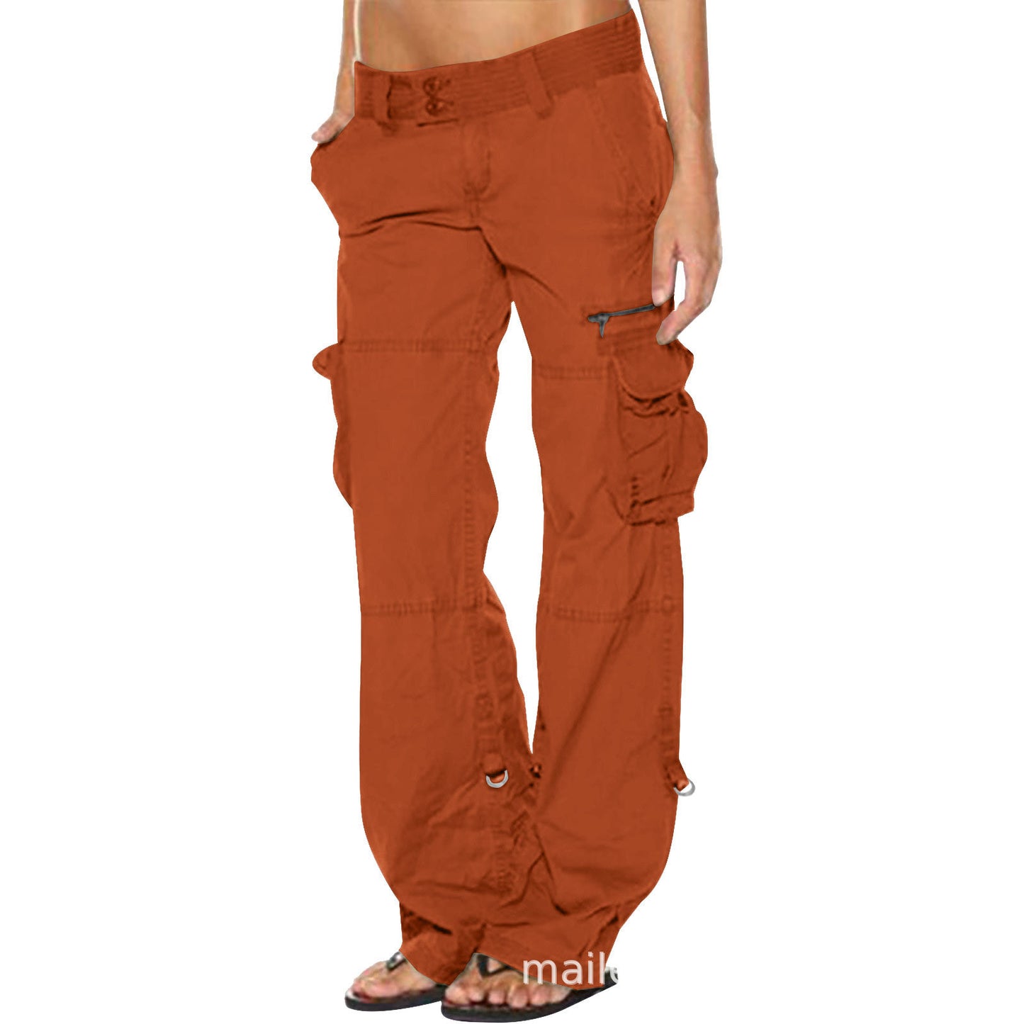Women Fashion Casual Loose Pocket Wide-Legged Pants