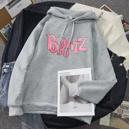 Sudadera con capucha de forro polar con estampado de letras para hombre y mujer, moda informal de otoño e invierno