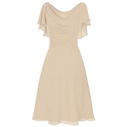 Women Fashion Casual Chiffon Solid Color Off-Shoulder Dress