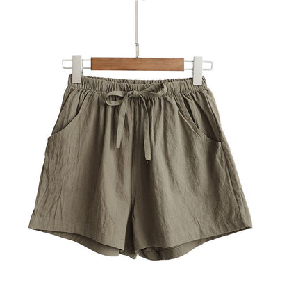 Women Casual Loose High Waist Solid Color Wide-Leg Shorts