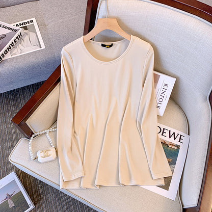 Blusa básica informal sencilla de color liso para mujer, talla grande