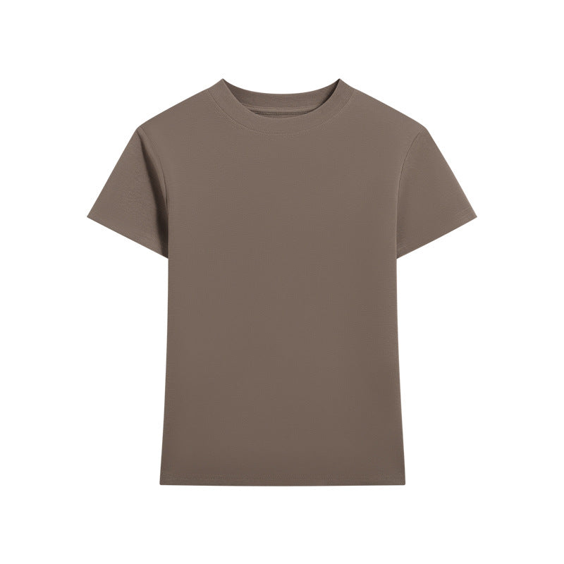 Camiseta informal de manga corta de color liso para mujer