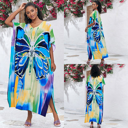 Traje de baño informal con estampado de mariposas para mujer, ideal para vacaciones en la playa