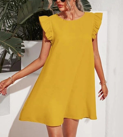 Women Casual Cute Sweet Solid Color Dress