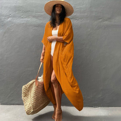 Traje de baño informal con cordones y protector solar de color sólido para mujer