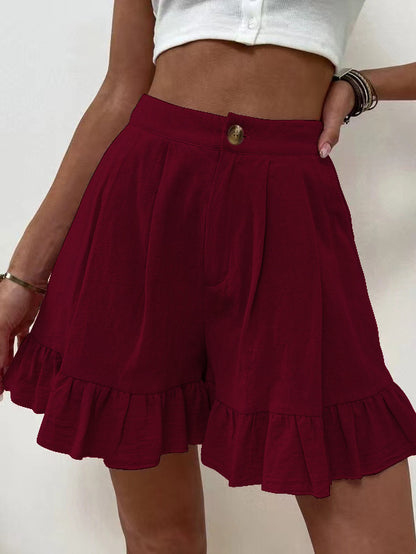 Women Fashion Casual Loose Wide Leg High Waist Shorts