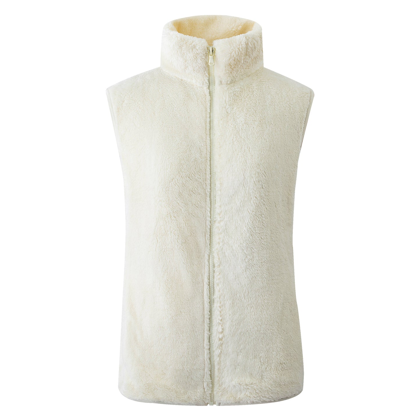 Chaleco informal de invierno de lana de color liso con cuello alto sin mangas para mujer