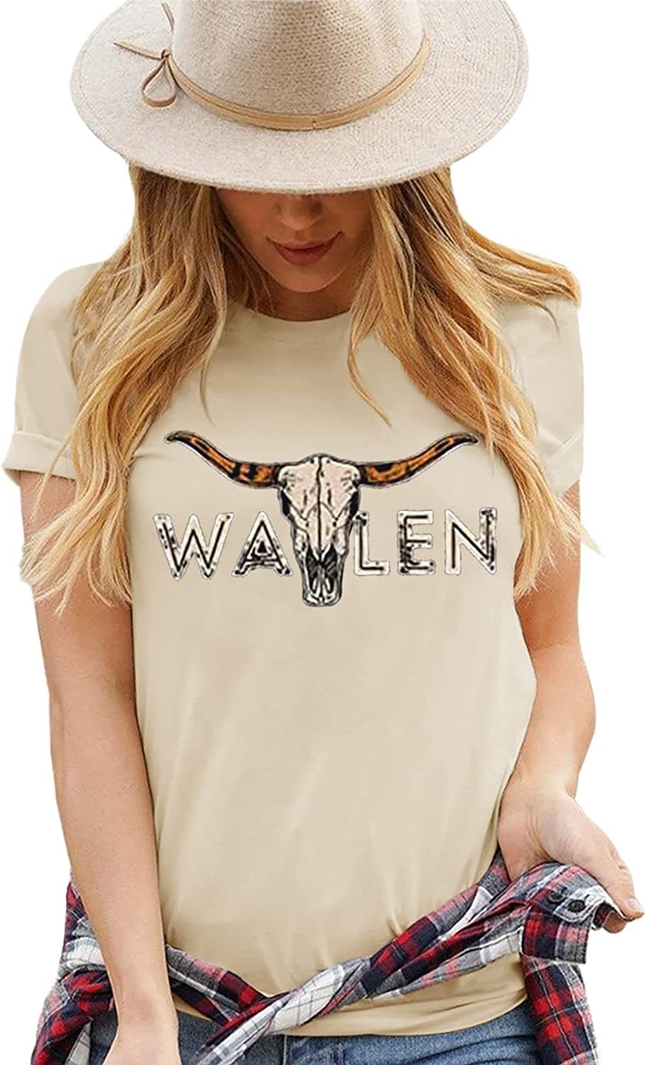 Camiseta de manga corta con cuello redondo y estampado de Tauro para mujer, estilo informal de verano occidental