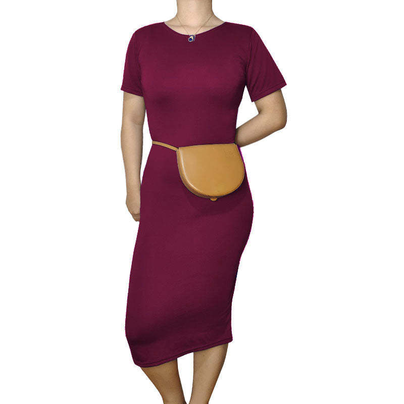 Vestido básico casual de manga corta para mujer