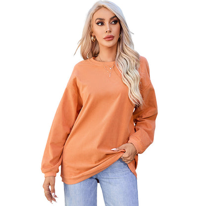 Sudadera informal holgada de manga larga con cuello redondo para mujer de otoño e invierno