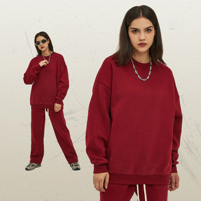 Sudadera gruesa con forro polar, holgada, informal, de color liso, a la moda para hombre