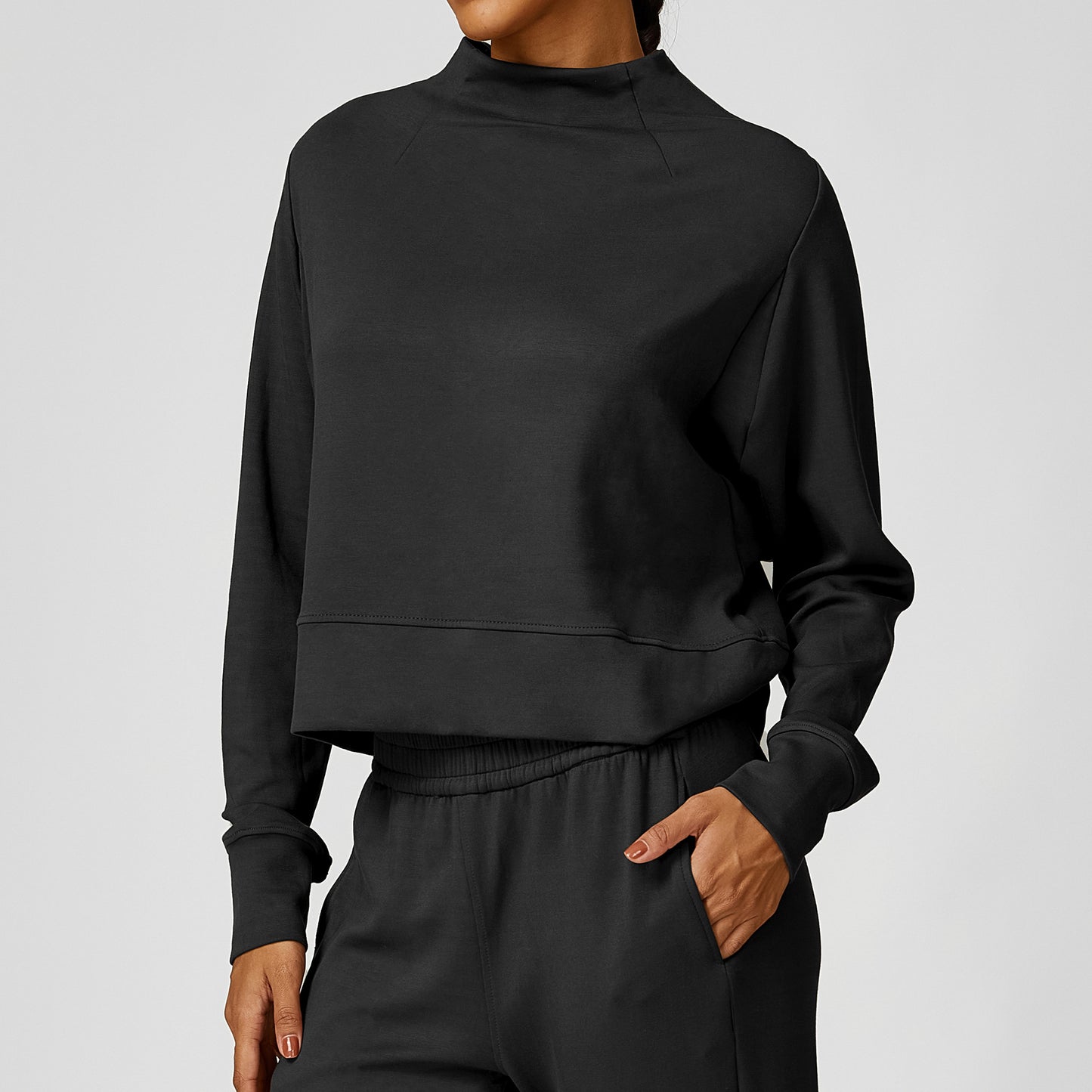 Conjunto deportivo informal de sudadera y pantalón deportivo de color liso para mujer