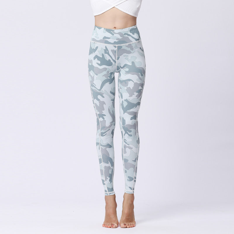 Women Casual High Waist Floral Printed Quick Drying Camouflage Yoga Leggings