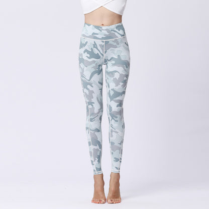 Women Casual High Waist Floral Printed Quick Drying Camouflage Yoga Leggings