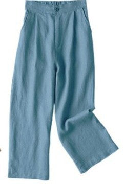 Pantalones de pierna ancha de color liso holgados informales básicos de verano para mujer
