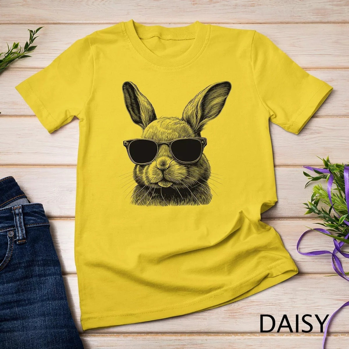 Camiseta holgada informal con estampado de conejo de Pascua para mujer