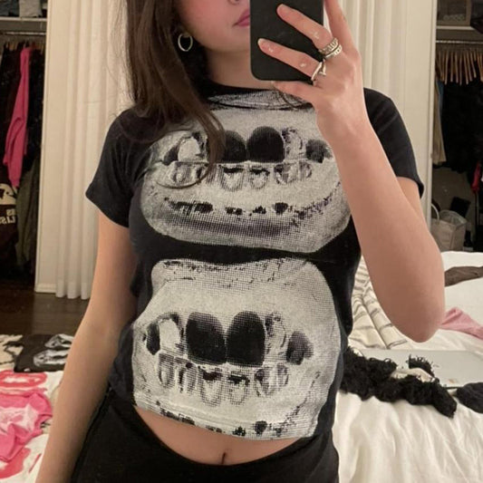 Camiseta de manga corta con estampado casual de moda para mujer