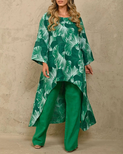 Conjunto de pantalones de manga larga con estampado informal a la moda para mujer