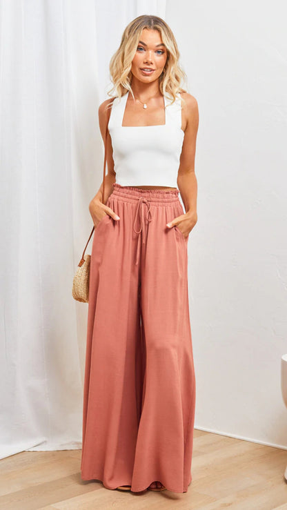 Summer Women Casual Printed Wide-Leg Pants