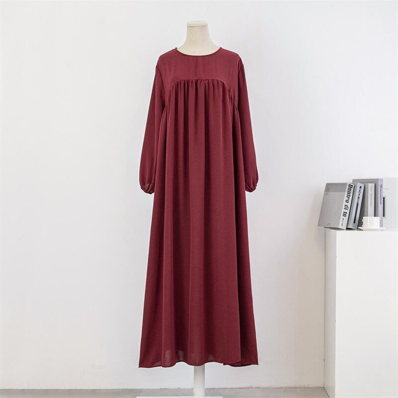 Vestido holgado informal de manga larga de color liso para mujer, talla grande