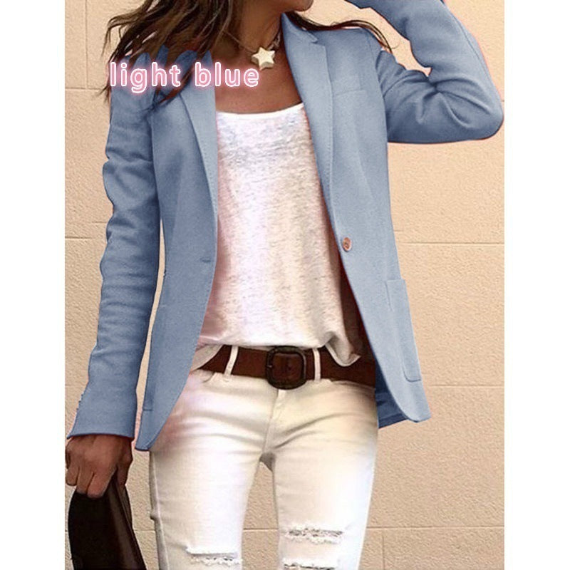 Chaqueta blazer informal de manga larga a la moda para mujer