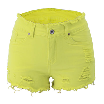 Pantalones cortos vaqueros de cintura media con borlas y cremallera rasgada para mujer