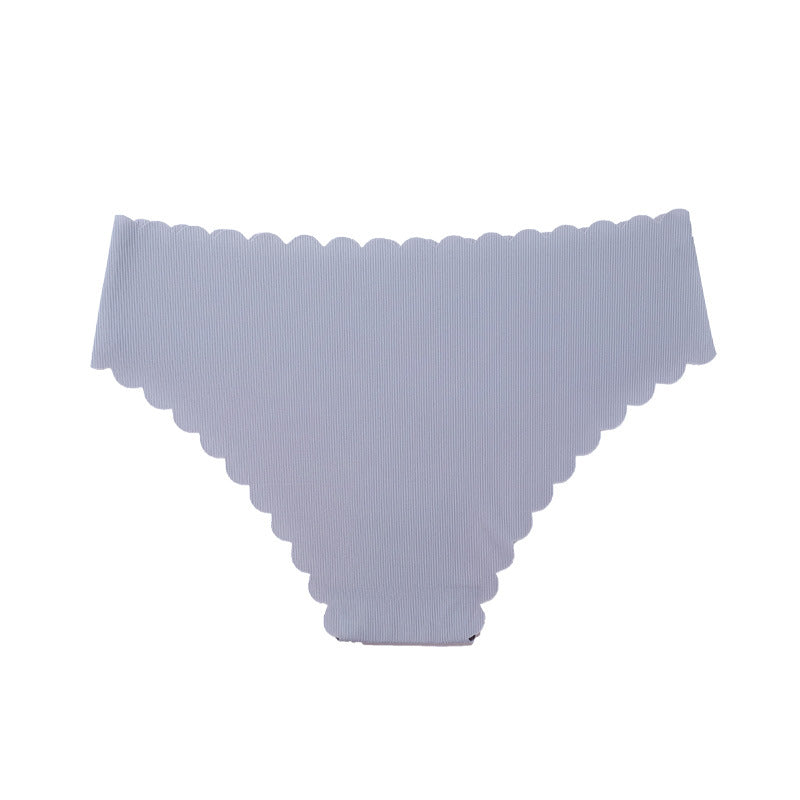 Women Casual Basic Mid-waist Breathable Ruffled Irregular Hem Panty