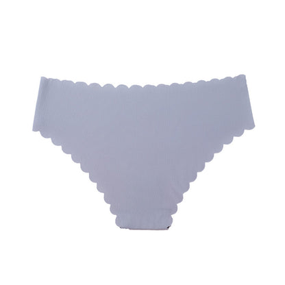 Women Casual Basic Mid-waist Breathable Ruffled Irregular Hem Panty