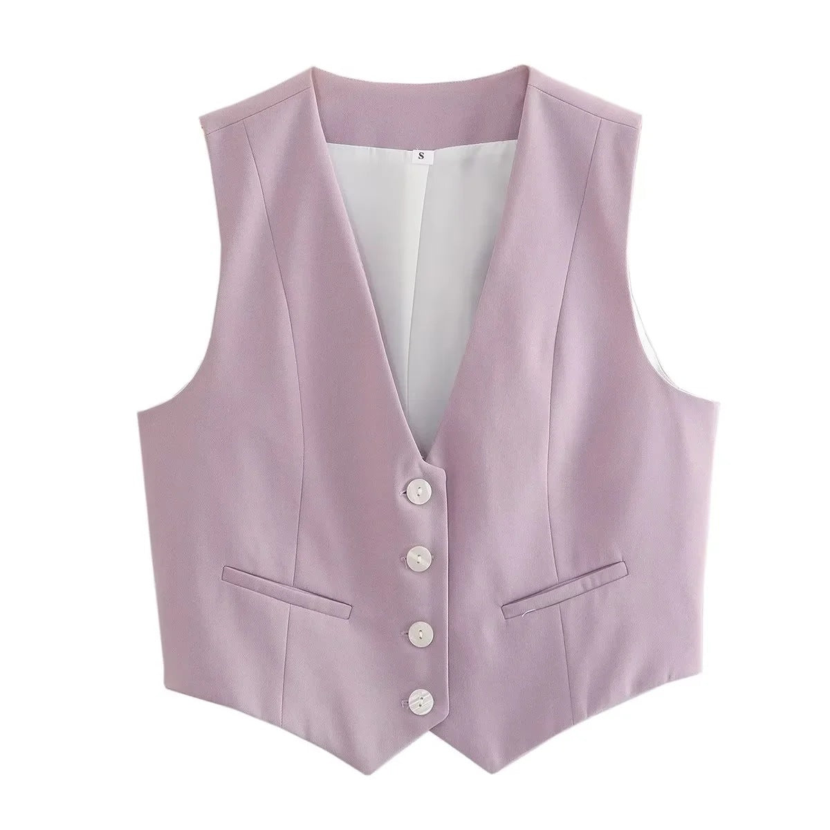Chaleco informal de verano para mujer, ajustado, de color liso, sin mangas