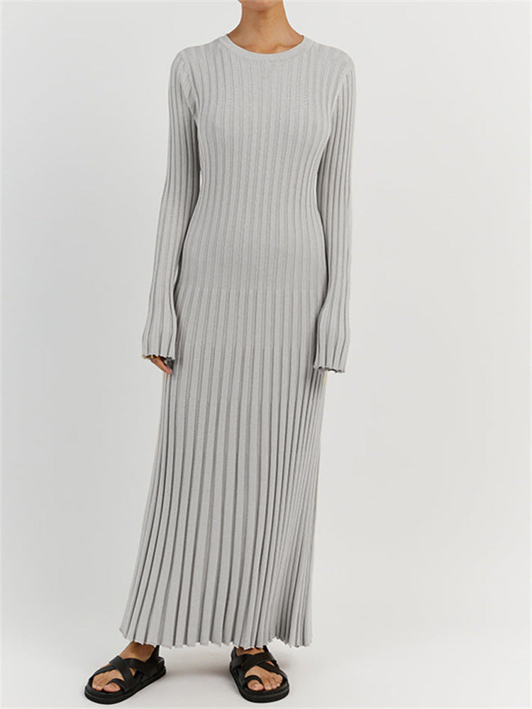 Women Casual Solid Color Long Sleeve Maxi Dress