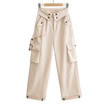 Women Casual Solid Color Loose Street Cargo Pants