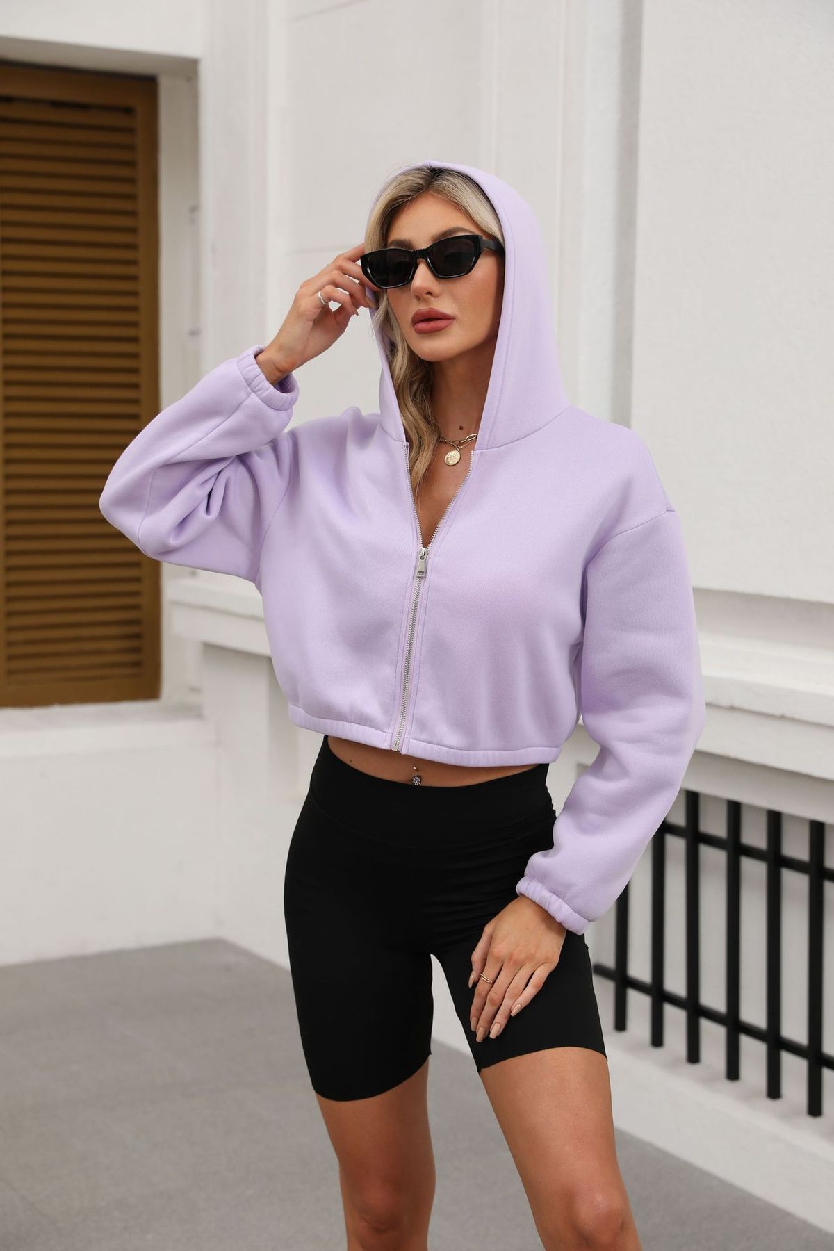 Autumn Winter Women Casual Solid Color Long Sleeve Zipper Hoodie