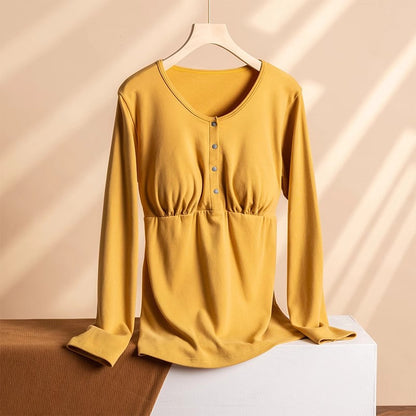 Pregnant Women Fashion Casual Warm Stripe Printed Long Sleeve Top
