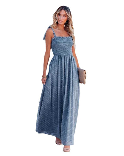 Summer Women Casual Fashion Sling Chiffon Maxi Dress