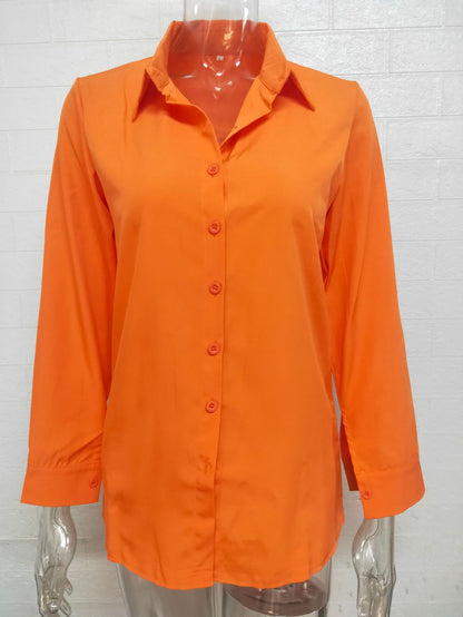 Camisa informal de manga larga con solapa y estampado de rayas de leopardo para mujer