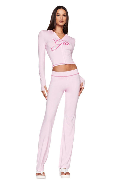 Conjunto de dos piezas de pantalones casuales de cintura alta sin tirantes con estampado en caliente para mujer