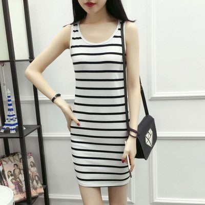 Vestido informal sin mangas con estampado de rayas para mujer