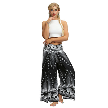 Women Fashion Casual Print Wide-Leg Pants