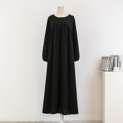 Vestido holgado informal de manga larga de color liso para mujer, talla grande