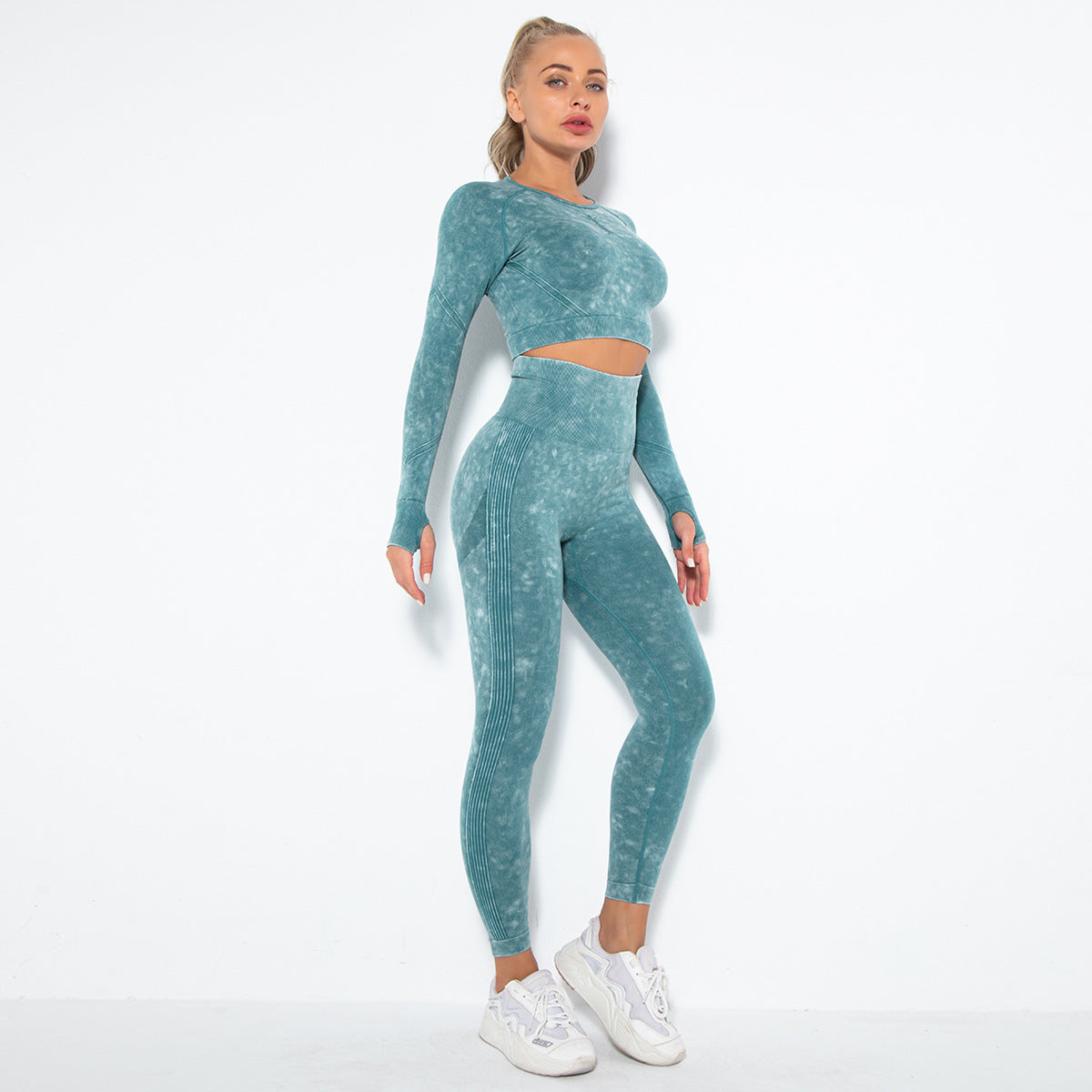 Traje deportivo ajustado de manga larga para yoga, informal, a la moda para mujer