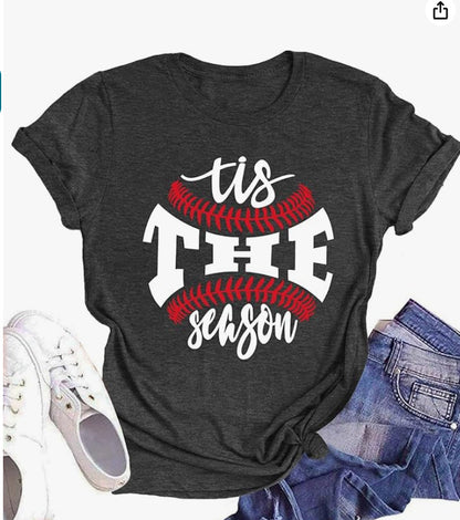 Camiseta informal de manga corta con cuello redondo y estampado de hojas de arce para mujer