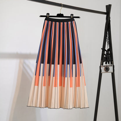 Falda plisada midi informal con estampado dulce de verano para mujer