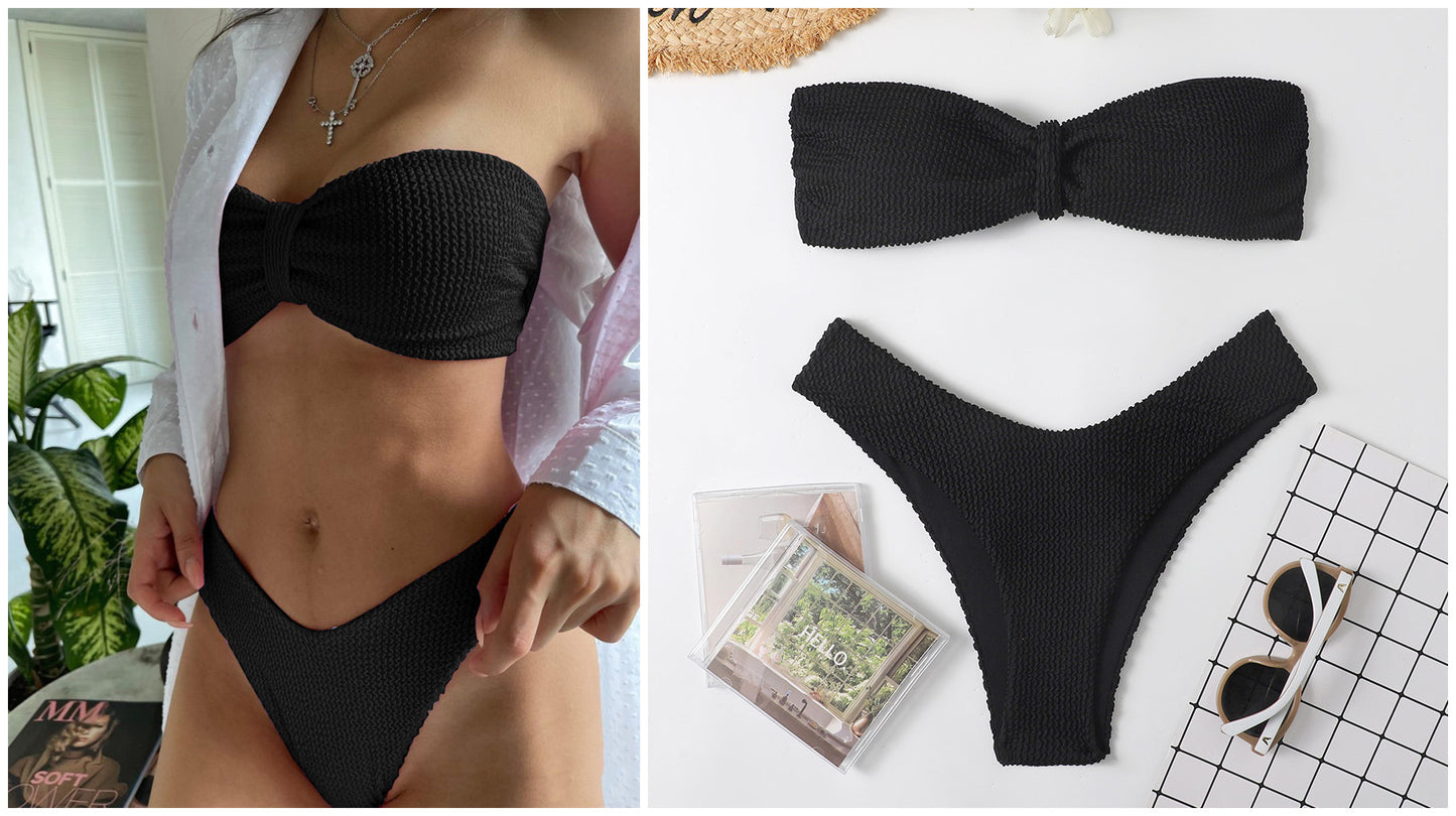 Conjunto de bikini de 2 piezas para mujer, traje de baño de cintura baja, informal