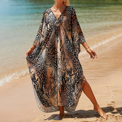 Traje de baño de verano para mujer, informal, estampado, holgado, protector solar