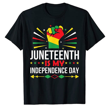 Camiseta unisex informal de manga corta con estampado de letras africanas Juneteenth