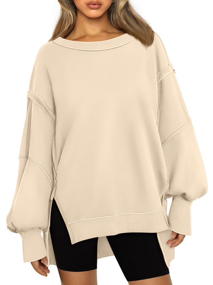 Sudadera informal de cuello redondo y manga larga para mujer
