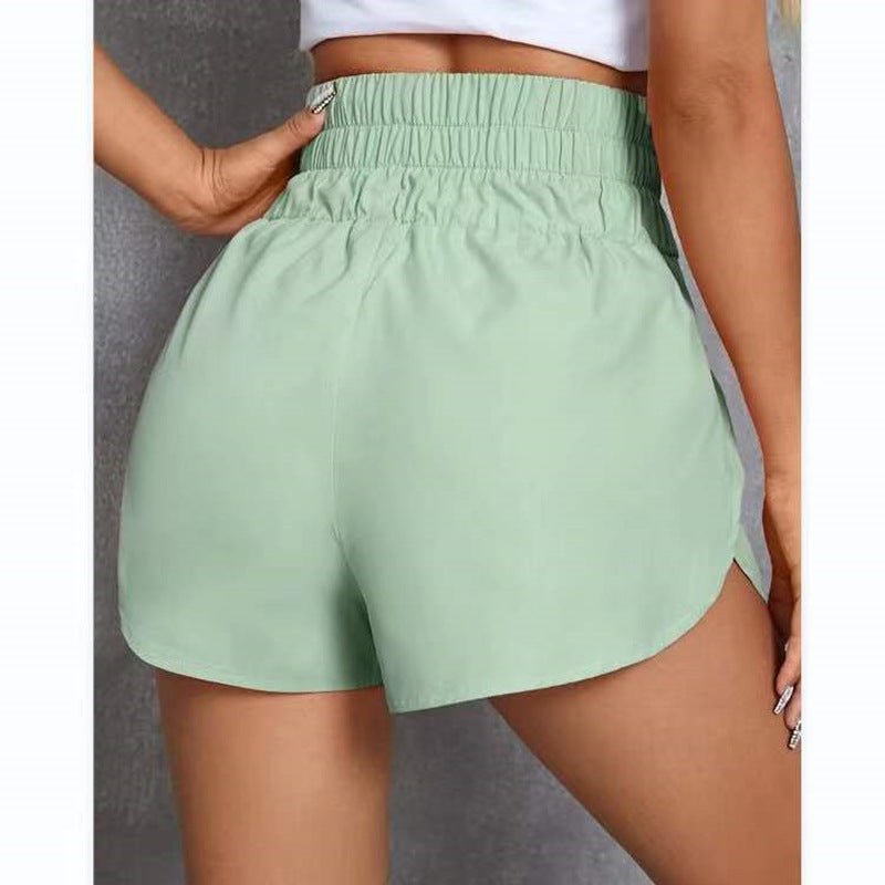 Summer High Waist Women Casual Elastic Loose Summer Solid Color Sports Shorts