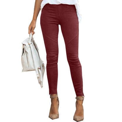 Women Casual Plus Size Solid Color Autumn Spring Skinny Pants