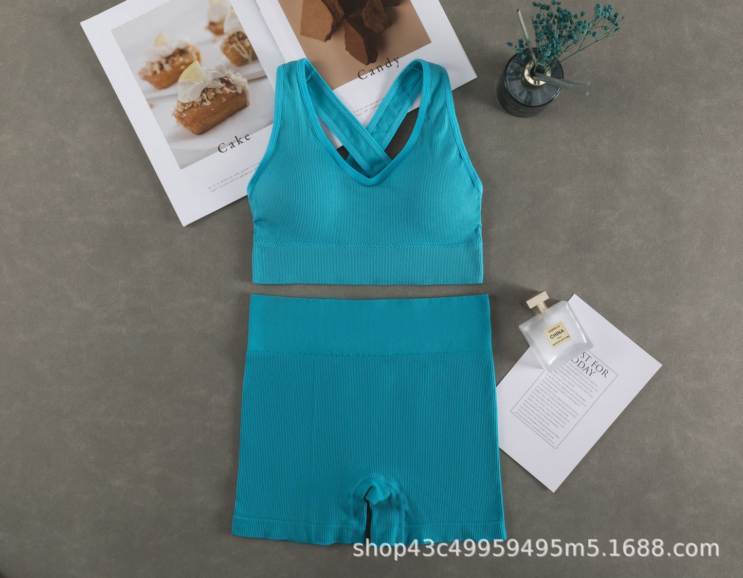 Women Fashion Casual Solid Color Camisole Sports Shorts Set